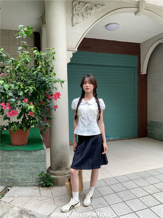 doll collar waist shirt