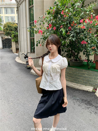 doll collar waist shirt