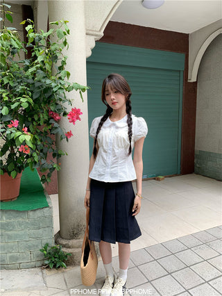 doll collar waist shirt