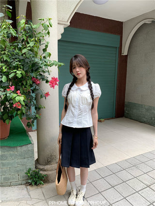doll collar waist shirt