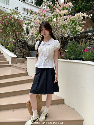 doll collar waist shirt