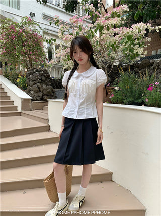 doll collar waist shirt