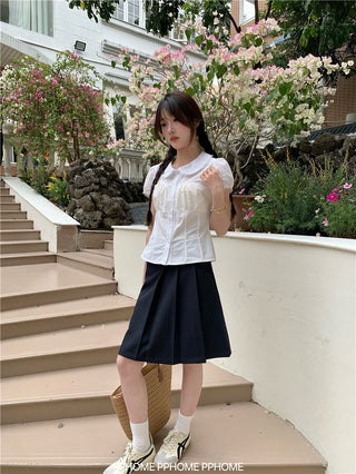 doll collar waist shirt