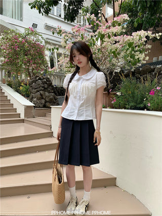 doll collar waist shirt