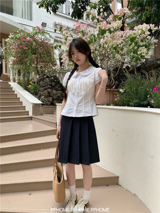 doll collar waist shirt