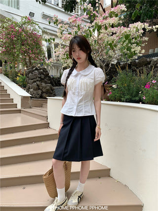doll collar waist shirt