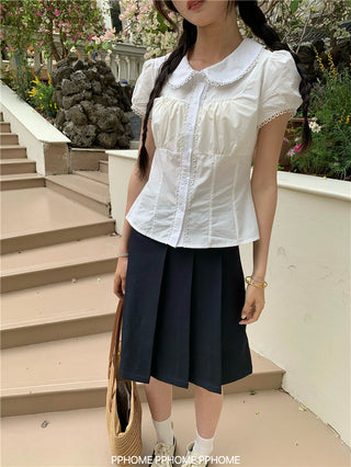 doll collar waist shirt