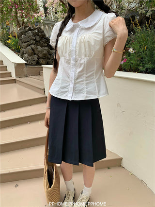 doll collar waist shirt