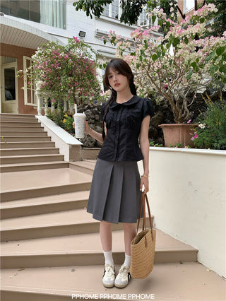 doll collar waist shirt