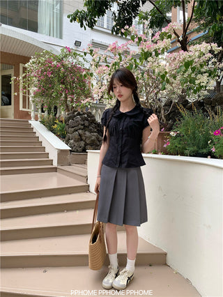 doll collar waist shirt