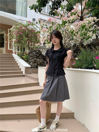 doll collar waist shirt