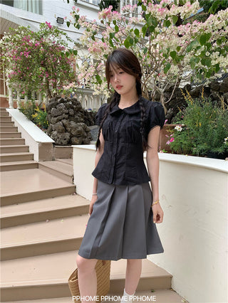 doll collar waist shirt