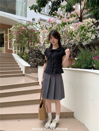 doll collar waist shirt