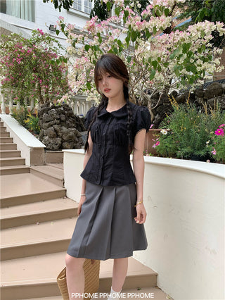 doll collar waist shirt