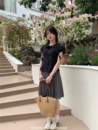 doll collar waist shirt