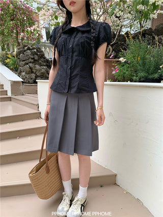 doll collar waist shirt
