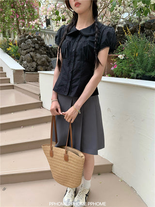 doll collar waist shirt
