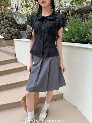 doll collar waist shirt