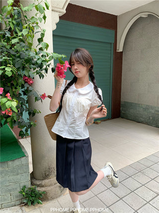 doll collar waist shirt
