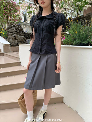 doll collar waist shirt