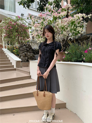 doll collar waist shirt