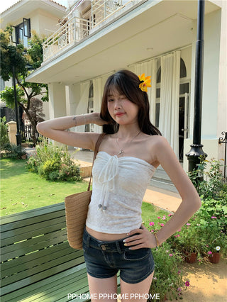 beaded halter drawstring top