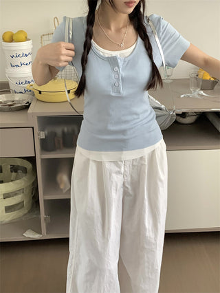 contrast short sleeve tee