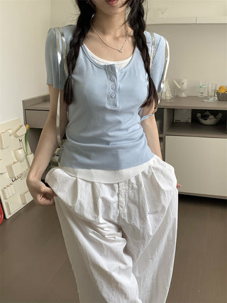 contrast short sleeve tee