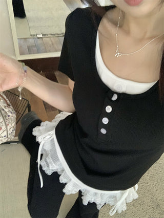 contrast short sleeve tee