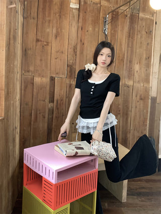 contrast short sleeve tee