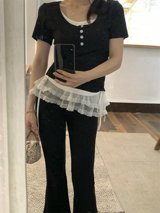 contrast short sleeve tee