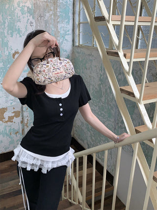 contrast short sleeve tee