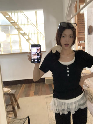 contrast short sleeve tee