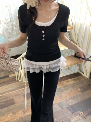 contrast short sleeve tee