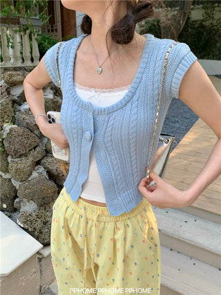 square twist cardigan top