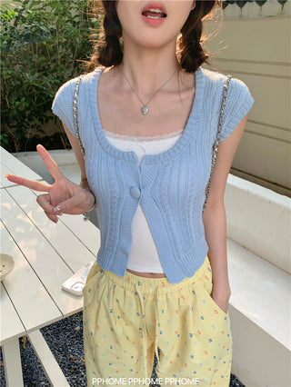 square twist cardigan top