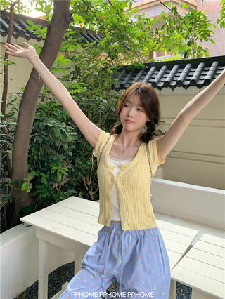 square twist cardigan top