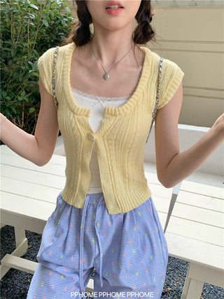 square twist cardigan top