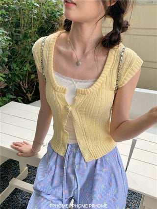 square twist cardigan top
