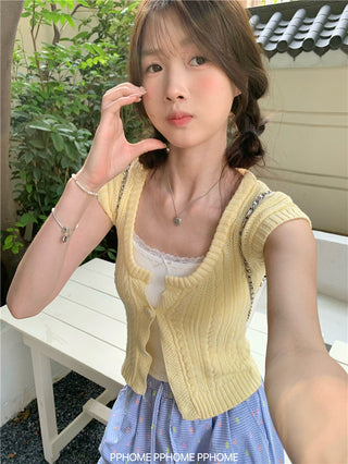 square twist cardigan top