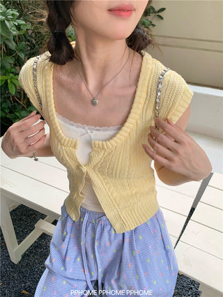square twist cardigan top