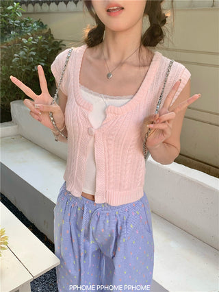 square twist cardigan top