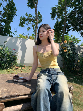 letter printed camisole top