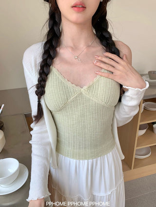 lace strap V-camisole