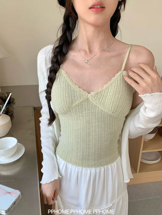 lace strap V-camisole