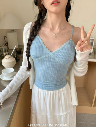 lace strap V-camisole