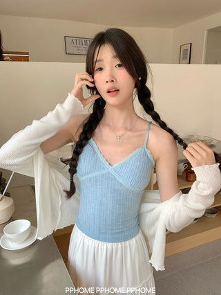 lace strap V-camisole