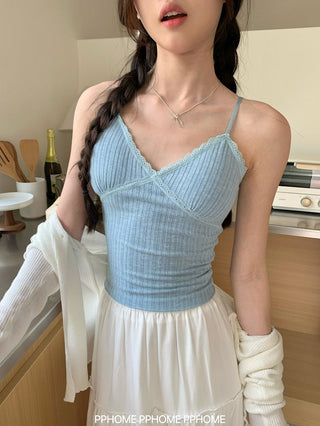 lace strap V-camisole