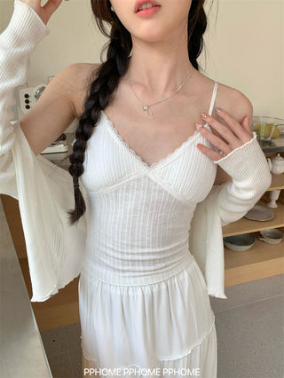 lace strap V-camisole