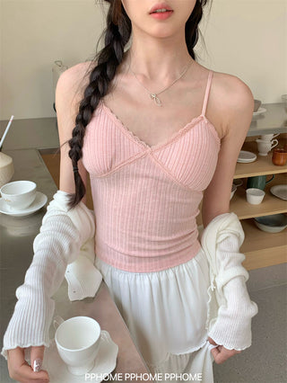 lace strap V-camisole